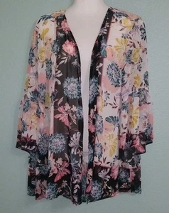 Style & Co Kimono Oversized M (Fits L/XL) Sheer Flowy Romantic Fairy Boho Floral - Picture 1 of 15