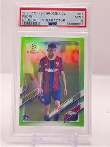 PEDRI 2020 TOPPS CHROME UEFA ROOKIE NEON GREEN REFRACTOR RC /99 PSA 9 Q1713 - Picture 1 of 2