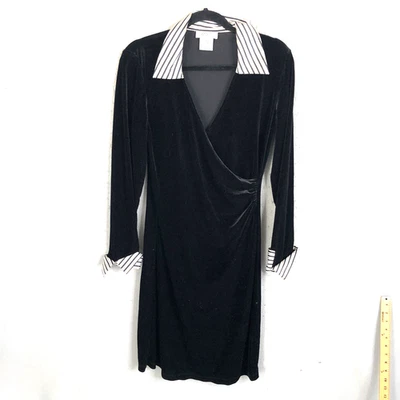 Vintage AGB Byer Dress Womens 8 Black Vevlet Y2K Retro Crossover Club Event - Image 1 of 4