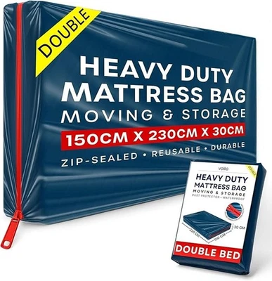 Blue Mattress Storage Bag w/ Zipper Waterproof Heavy Duty Dustproof Cover Moving - Image 1 of 4