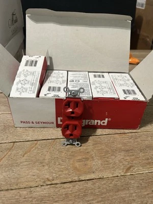 CASE -10 Legrand Red  Duplex Receptacles 20A 125V Specification Grade 5362 - Image 1 of 4
