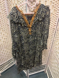 HALE BOB, Leopard Print Long Sleeved Layered Ruffled Shift Dress, UK Size XL - Picture 1 of 15