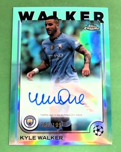 2024/25 Topps Chrome UEFA Club Competitions KYLE WALKER AQUA AUTO #/199 MINT - Picture 1 of 3