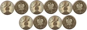 Polen - 5 Stück x 2 Zlotych 2005 UNC / aUNC Expo 2005 - Japan Lemberg-Zp - Bild 1 von 2