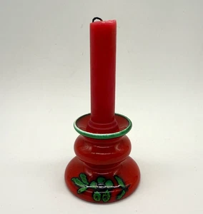Piccolo portacandele vintage Zell Harmersbach Anuschka rosso verde ceramica tedesca - Foto 1 di 5