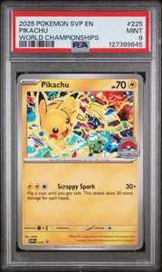 Pikachu #225 2025 Pokemon SVP EN-SV World Championships Black Star Promo PSA 9 - Bild 1 von 2