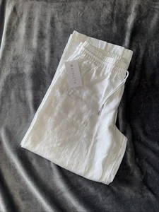 Pantalón Athleta Retreat de lino tiro alto pierna ancha sin teñir #658547 nuevo con etiquetas $89 blanco - Imagen 1 de 16