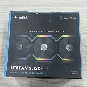 Lian Li UNI FAN SL120 RGB 120mm V1 3er Pack SCHWARZ mit Controller Gehäuselüfter - NEU - Bild 1 von 5