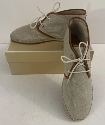 MICHAEL KORS Women’s Del Rey Bootie Natural Linen Leather SZ 8 M - Image 1 of 4
