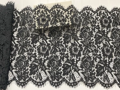 Bordado con cordón negro de 3 yardas para pestañas/tela/chal/17,5" de ancho Foto 1 de 4