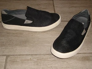 Zapatos Mocasines Olukai Lae Ahi Pai Sin Cordones Lava Rock Negro/Blanco Para Hombre Talla 9.5 - Imagen 1 de 8