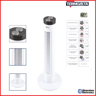 Ventilatore a Torre Pavimento Silenzioso Professionale Colonna Timer TERMOZETA