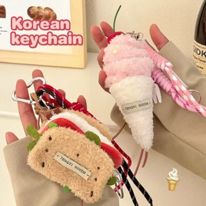 Dessert Plush Toy Keychain Cartoon Hamburger Doll Pendant Car Key Ring Bag Decor - Picture 1 of 17