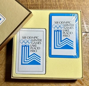 VINTAGE 1980 XIII Olympic Winter Games Lake Placid Playing Cards Double Deck New - Picture 1 of 3