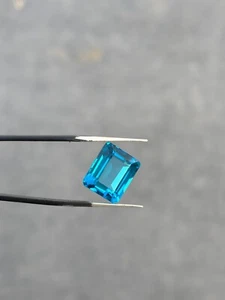 Pietra Preziosa Taglio Smeraldo Topazio Blu Naturale 7,20 Ct | Pietra Sciolta 12,3x10,3X7,6mm - Foto 1 di 9