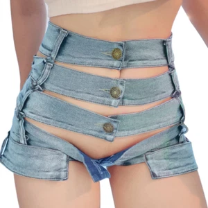 Women's Sexy Stretch Denim Shorts Hot Jeans Pants High Waisted Nightclub Wear - Picture 1 of 9