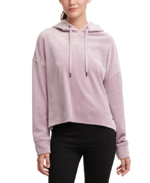 DKNY Sport Velour Cropped Hoodie Pink XS - Image 1 of 1