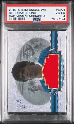 2015 FUTERA UNIQUE WORLD FOOTBALL CAPTAINS MEMORABILIA DIEGO MARADONA /55 PSA 4 - Image 1 of 2