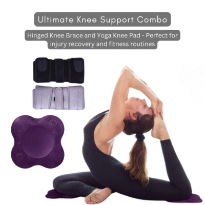 Adjustable Knee Brace Wraps  & Yoga Knee Pad Cushion Combo Pack(Bulk 3 Sets) - Image 1 of 4