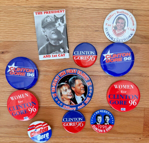 SET OF Eleven, Clinton Gore Presidential Election Campaign Buttons 1992 ...