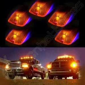 5pcs Cab Marker Running Light Amber Lens + 5x T10 168 12V 3020 8-SMD LED Lamp - Picture 1 of 8