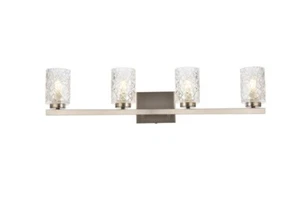 Wall Sconce Light Fixture Glass Shades Stain Nickel Bedroom Bathroom Vanity 32" - Picture 1 of 6