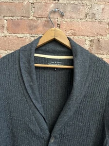 Rag & Bone Mens Shawlneck Cardigan, Size Medium, Gray Wool/Cashmere Melange - Picture 1 of 8