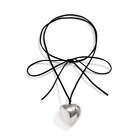 Chunky Heart Black Wrap Necklace