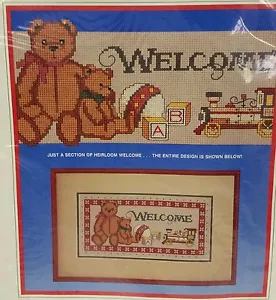 Vtg Dimensions Heirloom Welcome Counted Cross Stitch Christmas Wall Hanging 1987 - Picture 1 of 3