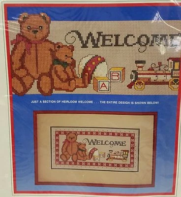Vtg Dimensions Heirloom Welcome Counted Cross Stitch Christmas Wall Hanging 1987 - Image 1 of 3