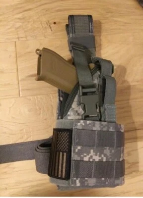 fits Glock 22 23 27 .40 🇺🇸 Holster Heavy Canvas Leg Drop Camo Molle w/ flag - Image 1 of 4