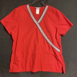 SB SCRUBS rot weiß schwarz Tier Uniform Peeling Top Gr. M Taschen - Bild 1 von 9