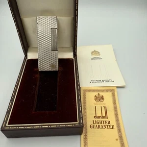 Überholtes funktionierendes Dunhill Rolla Gasfeuerzeug silber mit Box und Papier - Bild 1 von 7
