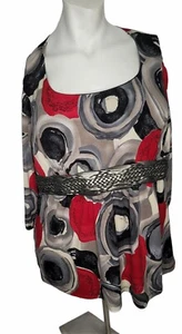 Venezia Top 22-24 2X Cintura Ecopelle Rosso/Nero/Grigio Vita Impero Maniche 3/4 - Foto 1 di 4