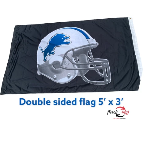 Detroit Lions NFL Flag Double Sided 5' x 3' Nice Helmet Design On Both Sides Cover