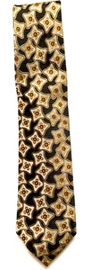 XMI PLATINUM XL Handmade U.S.A. Gold Geometric Floral 3 3/4" by 63" New Necktie - Picture 1 of 6