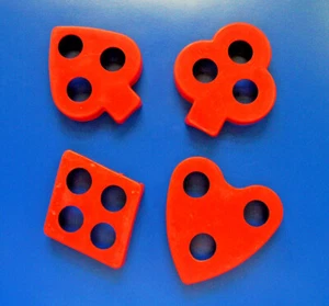 SET 4 Hutzler COOKIE CUTTERS Vintage Playing Card SPADE HEART DIAMOND CLUB Red - Picture 1 of 3
