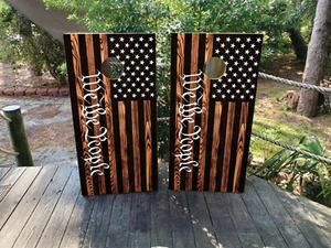 IMPERMEABLE Y A PRUEBA DE DECOLORACIÓN Cornhole Board Wraps / We The People bandera de EE. UU. / madera - Imagen 1 de 9