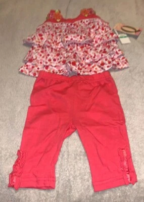 NUEVO CON ETIQUETAS Bebé Q Rojo Rosa 2 Piezas Top y Leggings Infantil Niña Conjunto 18 Meses Lunares Foto 1 de 4