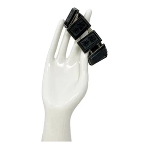 Plata de ley 925 - Pulsera de cadena de escritura china de ónix negro vintage - Imagen 1 de 15