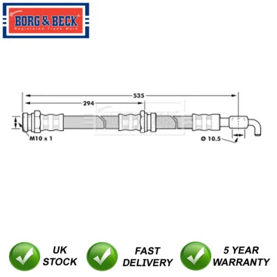Manguera de freno trasera Borg & Beck se adapta a Ford Probe 1993-1998 2.0 2.5 33395836 Foto 1 de 4