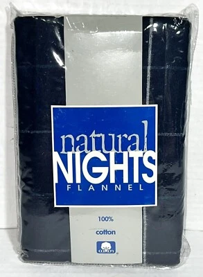 NUEVO Funda de almohada a cuadros de franela de algodón azul marino natural Nights 20"x26" Foto 1 de 4