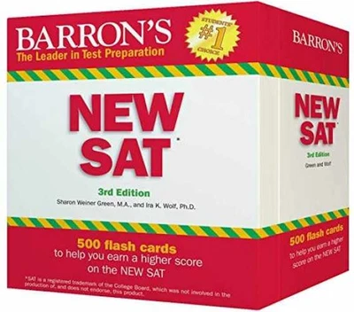 Barron's NEW SAT Flash Cards: 500 Flash - Cards, by Green M.A. Sharon - New - Image 1 of 2