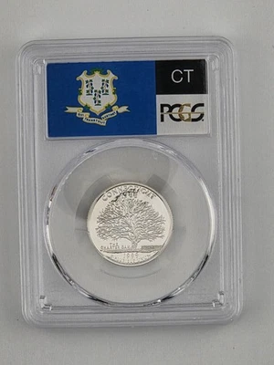 1999-S 25c Silver Connecticut State Proof Quarter PCGS PR69DCAM Deep Cameo Nice - Image 1 of 2