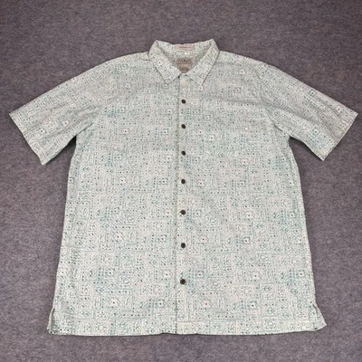 LL Bean Button Up Shirt Tribal Aztec Tiki Loop Collar Camp Mens Large Tall LT - Image 1 of 4