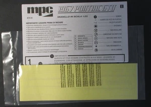 Pontiac GTO 1967 MPC escala 1/25 - calcomanías del kit no. MPC710L/12 - Imagen 1 de 1