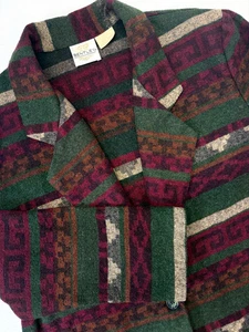 Chaqueta Blazer Abrigo Mujer Bentley Vintage Suroeste Mezcla Lana Azteca 7/8 Chamarra - Imagen 1 de 11