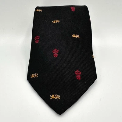 Corbata de seda Brooks Brothers Makers and Merchants escudo de león negro hecha en Inglaterra Foto 1 de 4