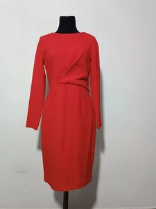 The Fold Wool Dress Size 10/S Red, with Fgure-Hugging Pleats - Picture 1 of 11