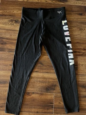 Victoria's Secret Pink Yoga Pant Rhinestone Cotton Legging Gray Tie Dye Bling, L - Image 1 of 4